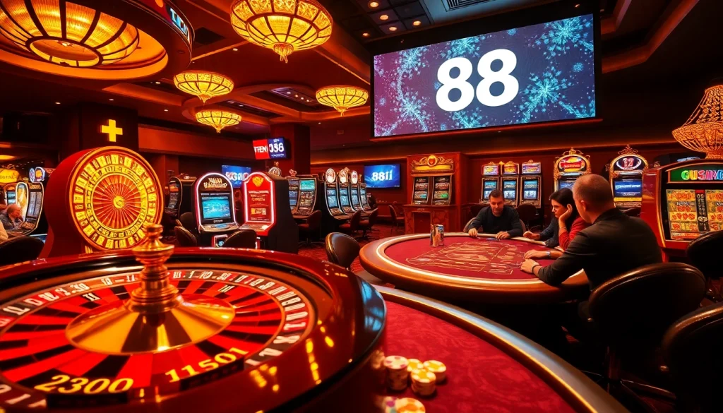 Experience thrilling gameplay at 88i with vibrant casino tables and enthusiastic players.