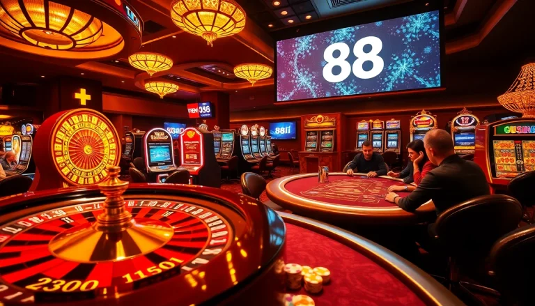 Experience thrilling gameplay at 88i with vibrant casino tables and enthusiastic players.