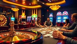 Players enjoying an engaging game showcasing f168 love with cards and vibrant casino elements.