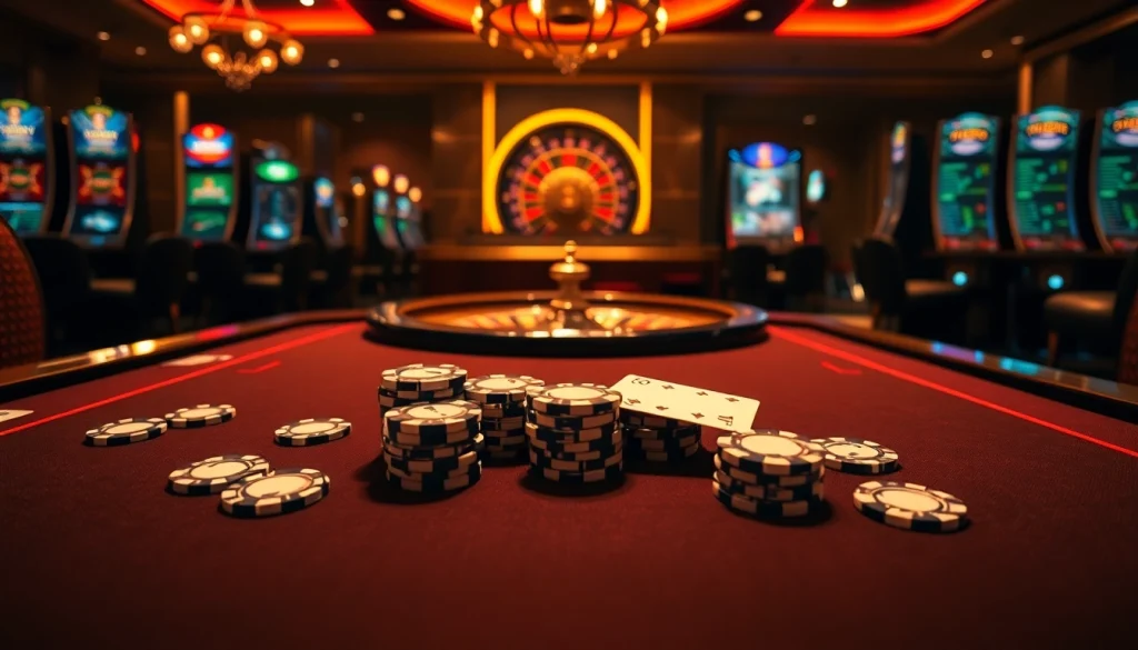 Experience the thrill of winning at Bem88 with a luxurious poker table set in a vibrant casino atmosphere.