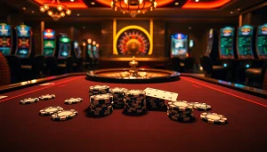 Experience the thrill of winning at Bem88 with a luxurious poker table set in a vibrant casino atmosphere.