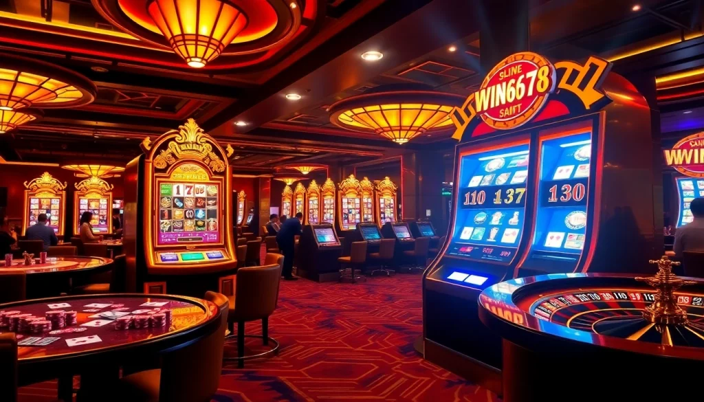 Experience the excitement of win678 game with players winning on vibrant slot machines.