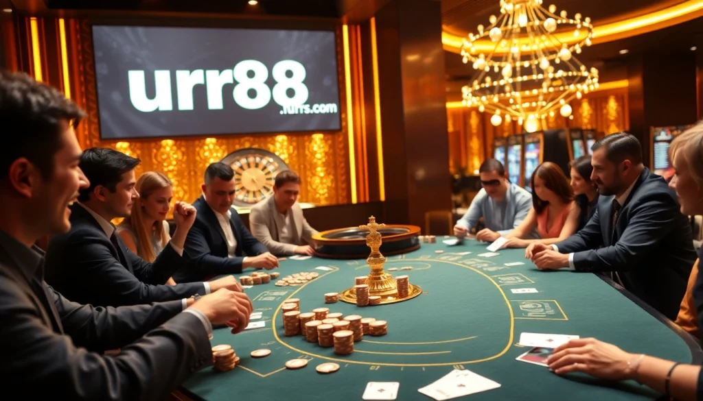 Excited players engaging at a gambling table inspired by https://urr88.com/ showcasing strategy and thrill.