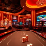 Exciting gaming action at Trang Chủ TR88, featuring roulette, cards, and vibrant casino lights.