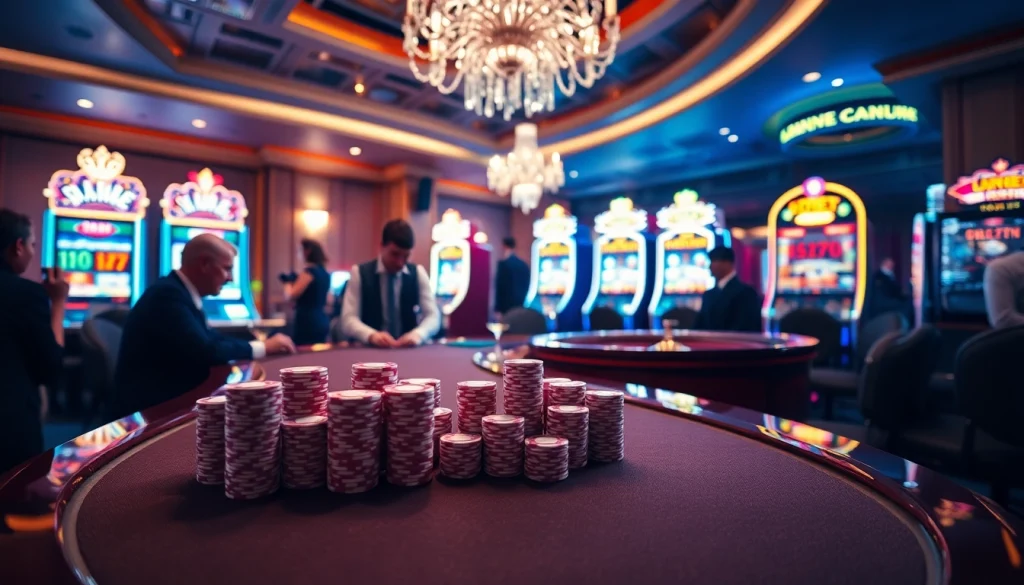 New88 players enjoying a high-stakes poker game in a luxurious casino setting.
