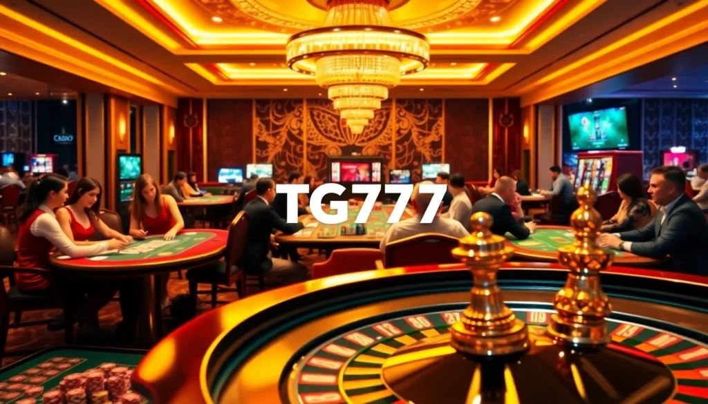 Engage in thrilling games at the TG777 link casino, featuring vibrant tables and lively players.
