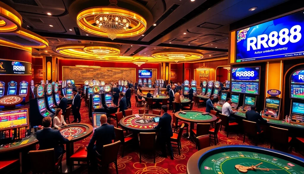 Experience the excitement of RR88 with dynamic gambling visuals showcasing casino atmosphere and gameplay.