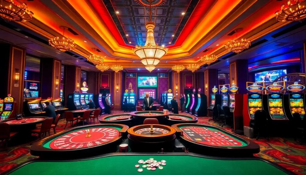 Players engaging in thrilling games at https://thabet.vegas/, showcasing excitement in a luxury casino setting.